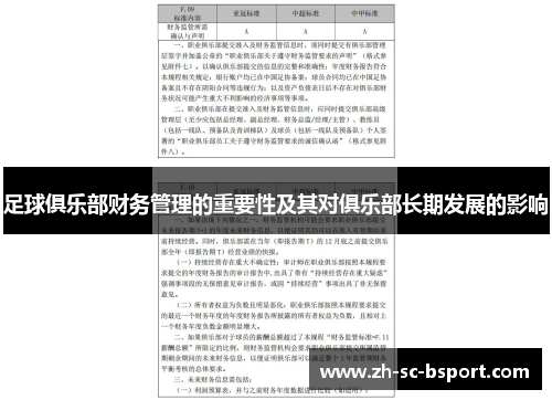 足球俱乐部财务管理的重要性及其对俱乐部长期发展的影响